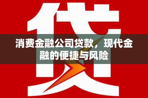 井陉矿区消费金融公司贷款，现代金融的便捷与风险