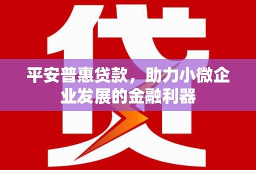 井陉矿区平安普惠贷款，助力小微企业发展的金融利器